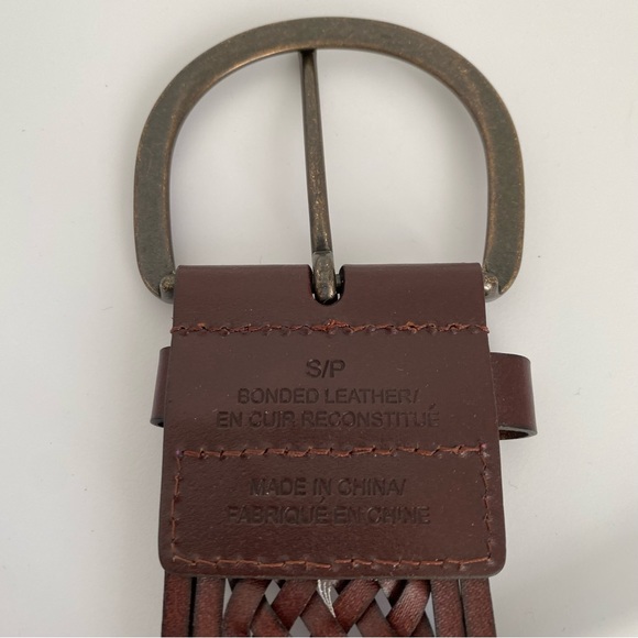 Woven Brown Leather Wide Belt - Picture 4 of 7